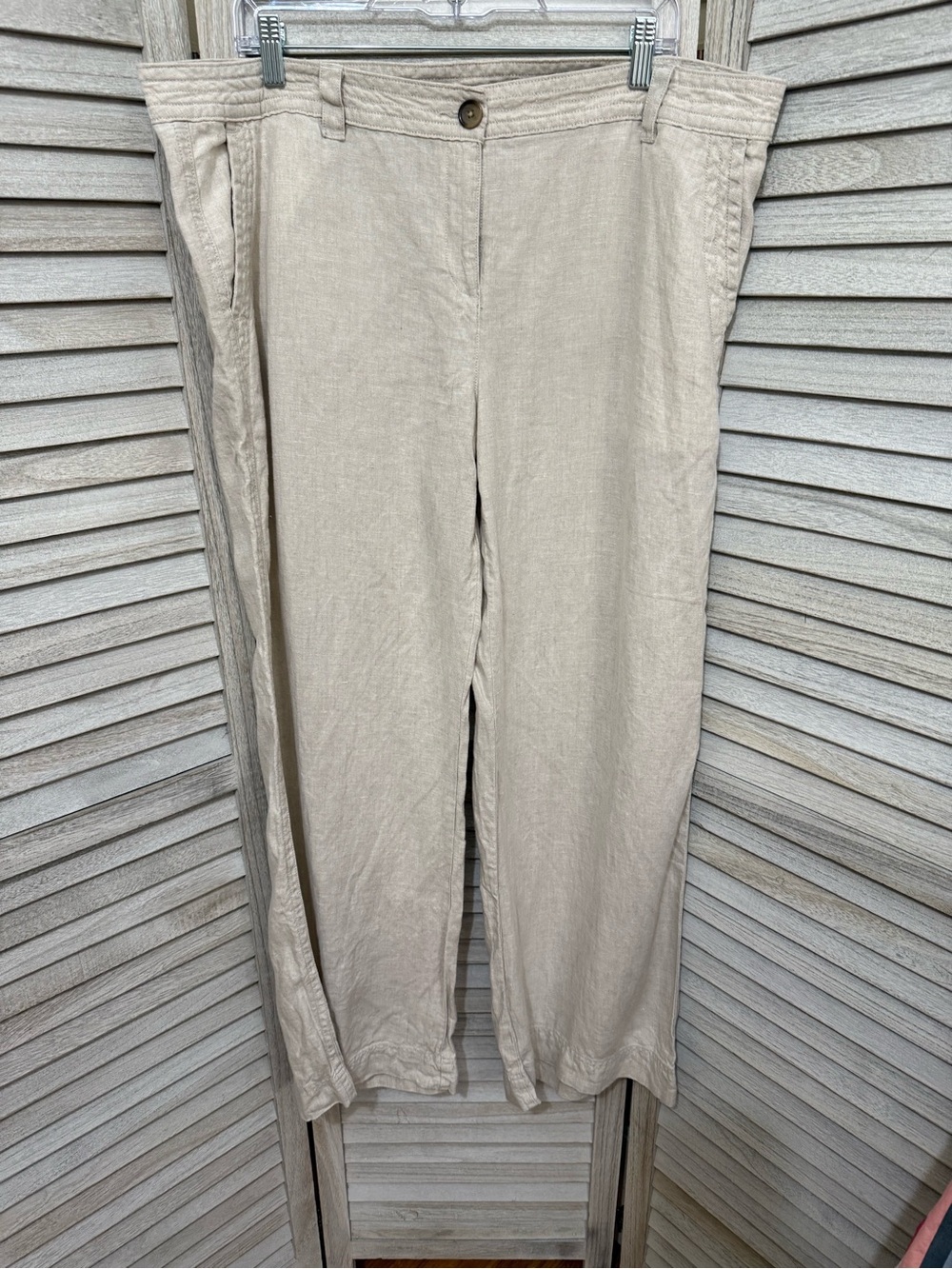 Lands' End Wide-Leg Linen-Blend Pants in Beige